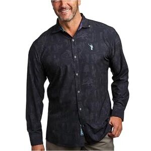 William Murray | Golf Pinner Black Long-Sleeve Button-Down Shirt Lightweight XXL